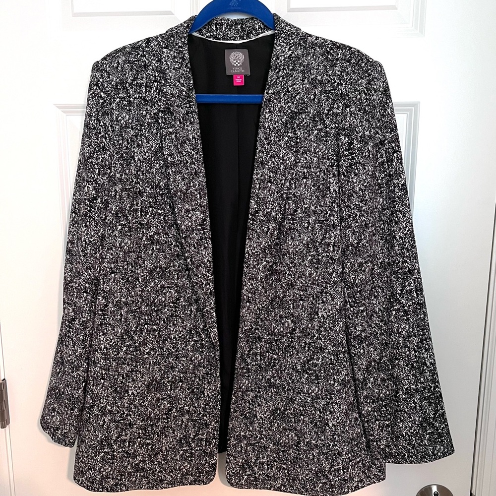 Black & White Marled Blazer by Vince Camuto Size 14 Lightweight Career Jacket